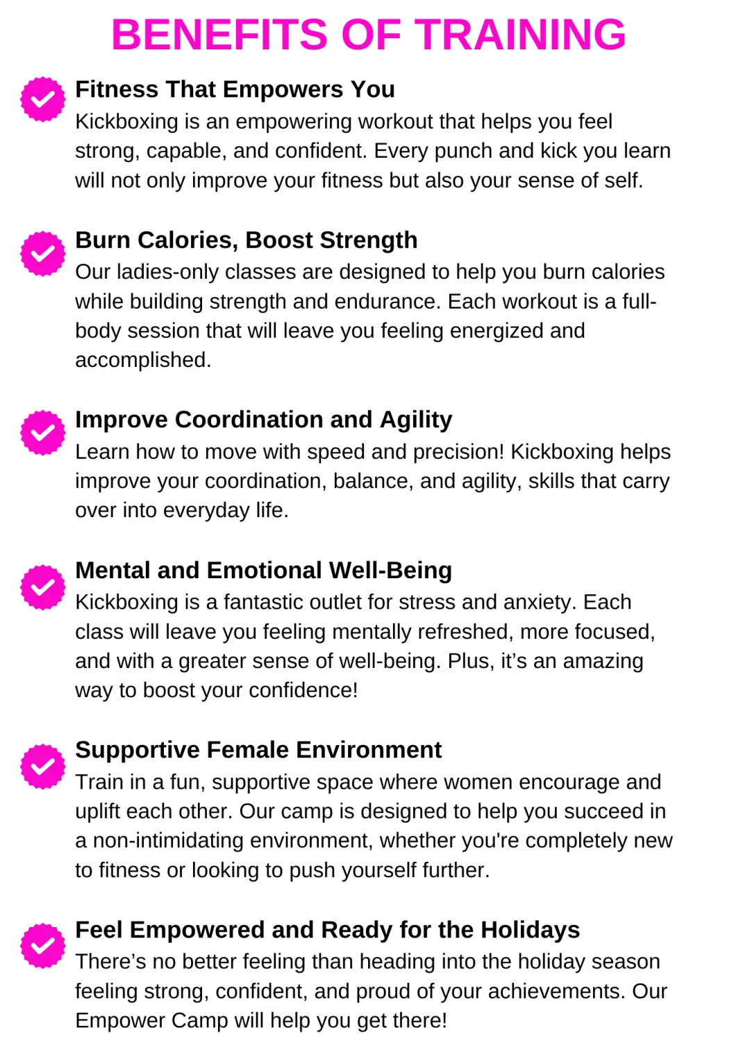 Benefits of training