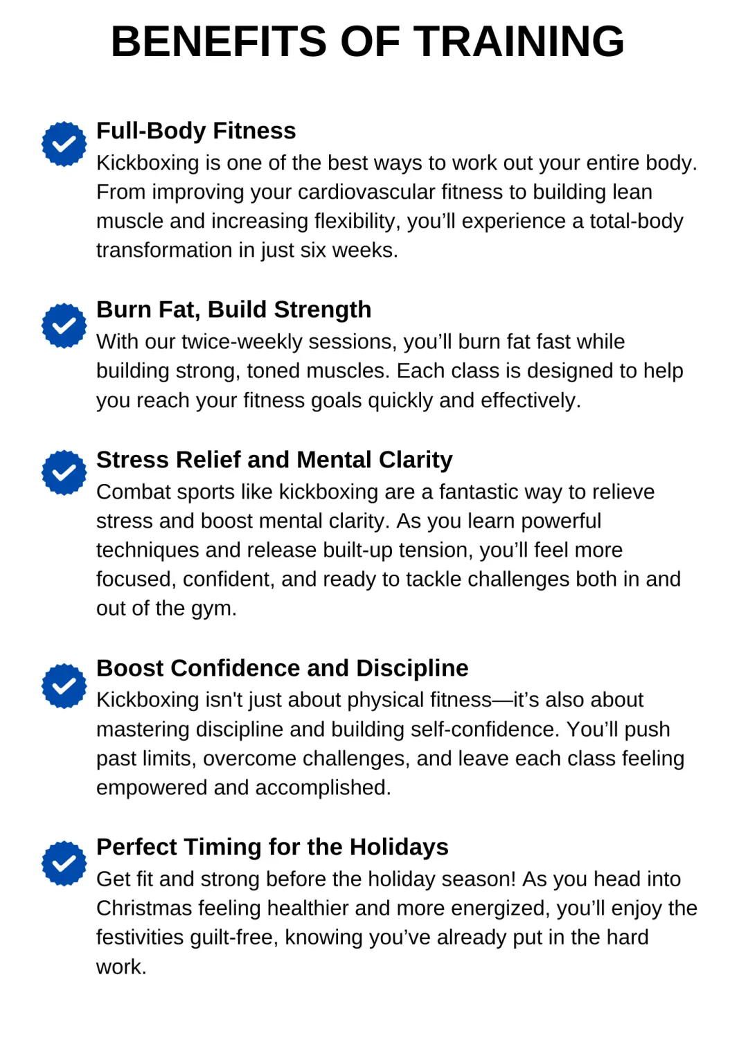 Benefits of training